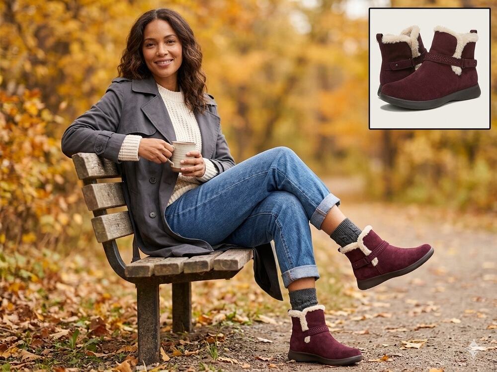 JBU by Jambu Women's Nordic Nomadic Burgundy Suede Booties Size 8.5 warm winter